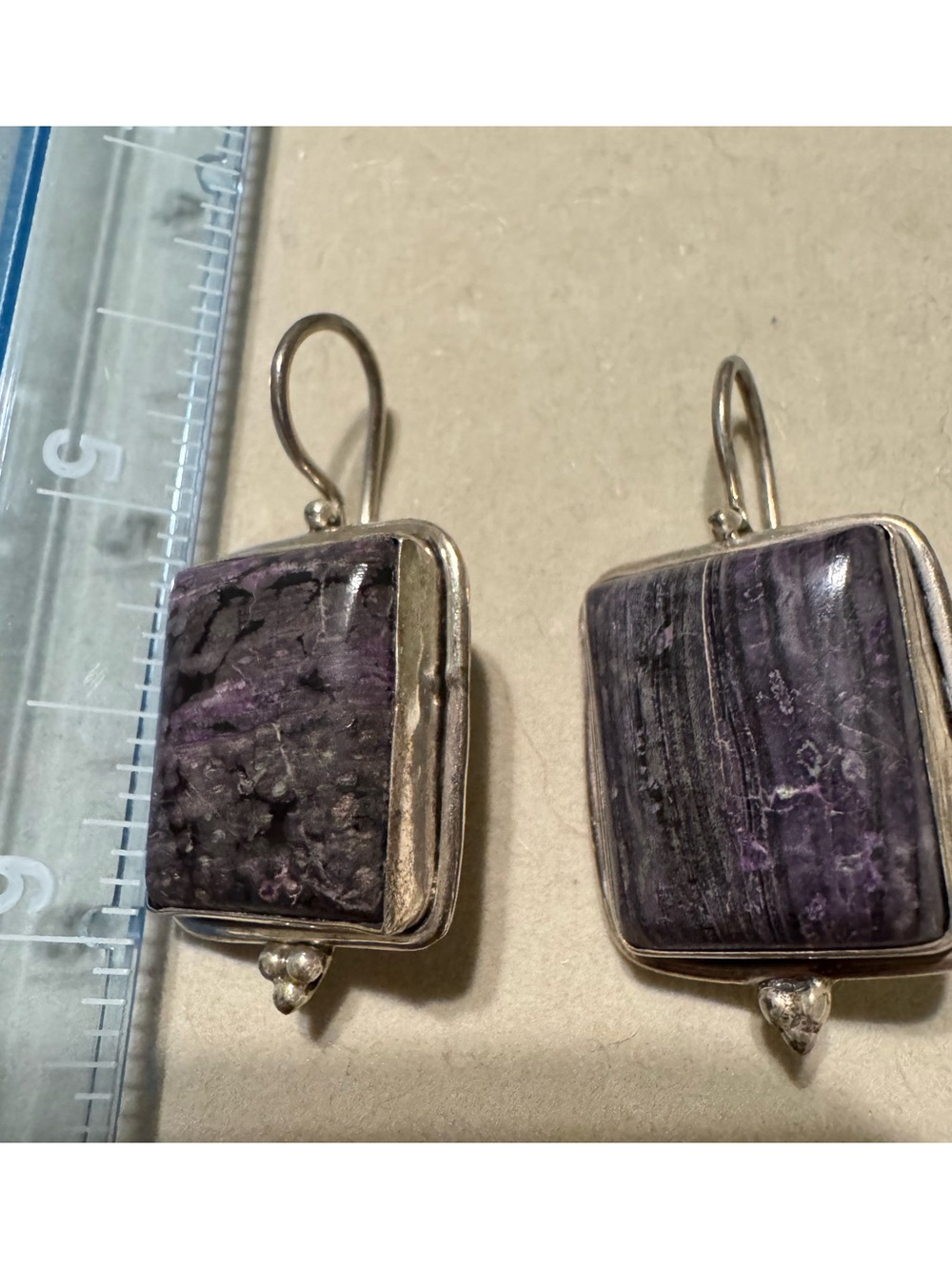 Chariote Purple Stone Drop Earrings